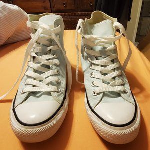 Light Blue All Star Converse High Tops, Men 7, Women 9